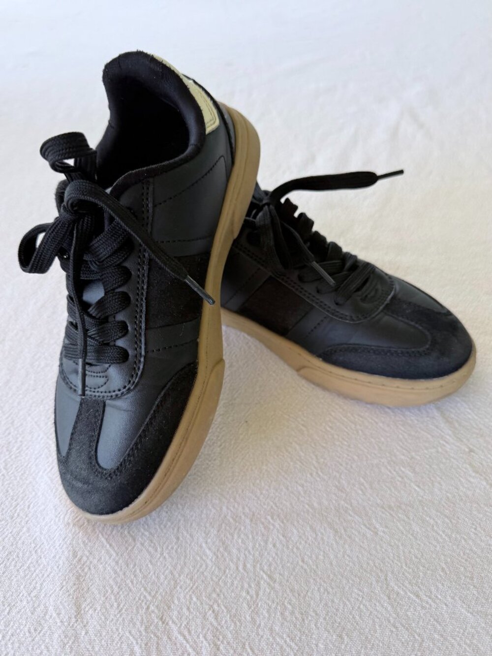 Gef France Kids Black Casual Sneakers Gum Sole US 2.5/EU 34 Youth Lace-Up Shoes - Picture 4 of 12